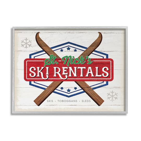 Stupell Industries St. Nick's Ski Rentals Vintage Framed Giclee Art